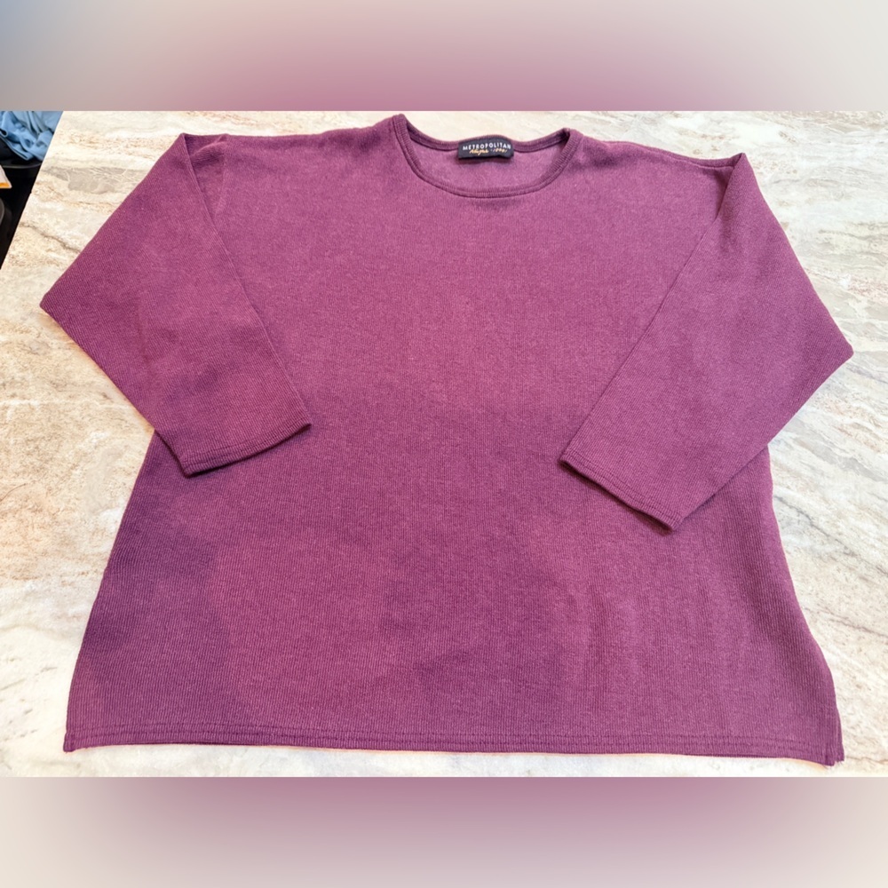 Vintage Metropolitan New York 10001 Purple Ribbed Knit Sweater 90s Y2K